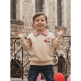 thumbnail image 6 of BemeyourBBs Toddler Baby Boy Fall Winter Spring Sweatshirt Valentines Day Outfits Tractor Embroidery Quarter Zip Pullover Plaid Lapel Long Sleeve Collared Shirt Sweater Tops, 6 of 9