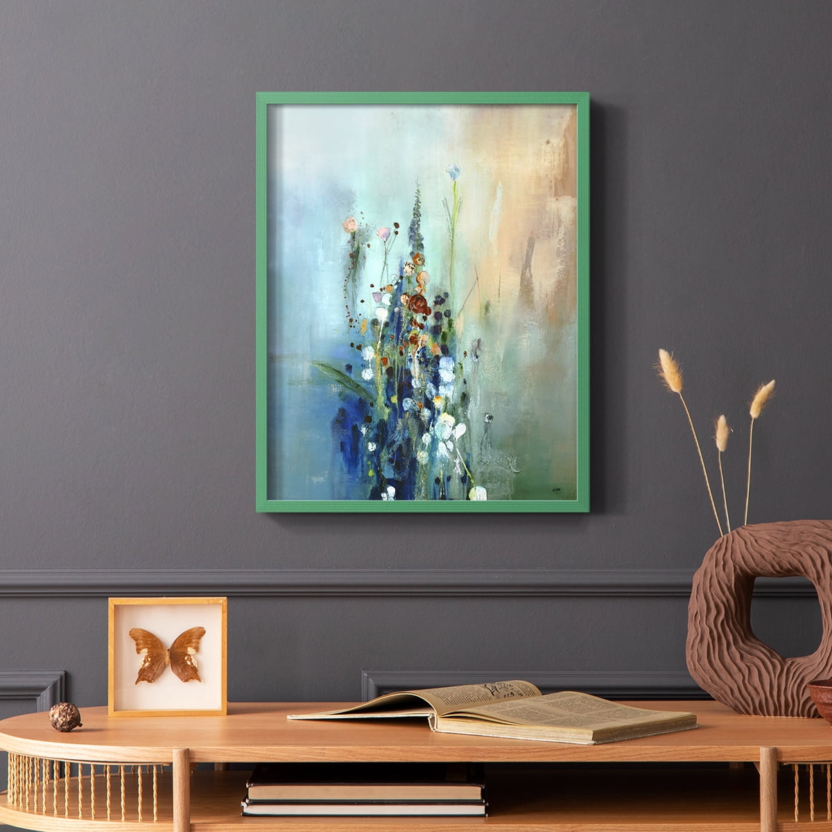 Current Air I Framed Print in Green Solid Wood Framed Print No Nail Hanging