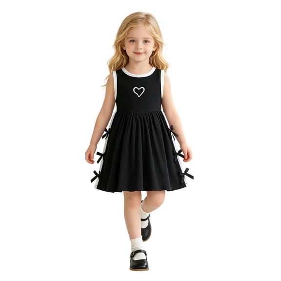 Rhuody Girls' Dresses Sleeveless Bowknot Casual Dress Dance Party Dresses Retro Playsuit