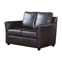 Furniture of America Transitional Faux Leather Lillard Loveseat, Dark Gray