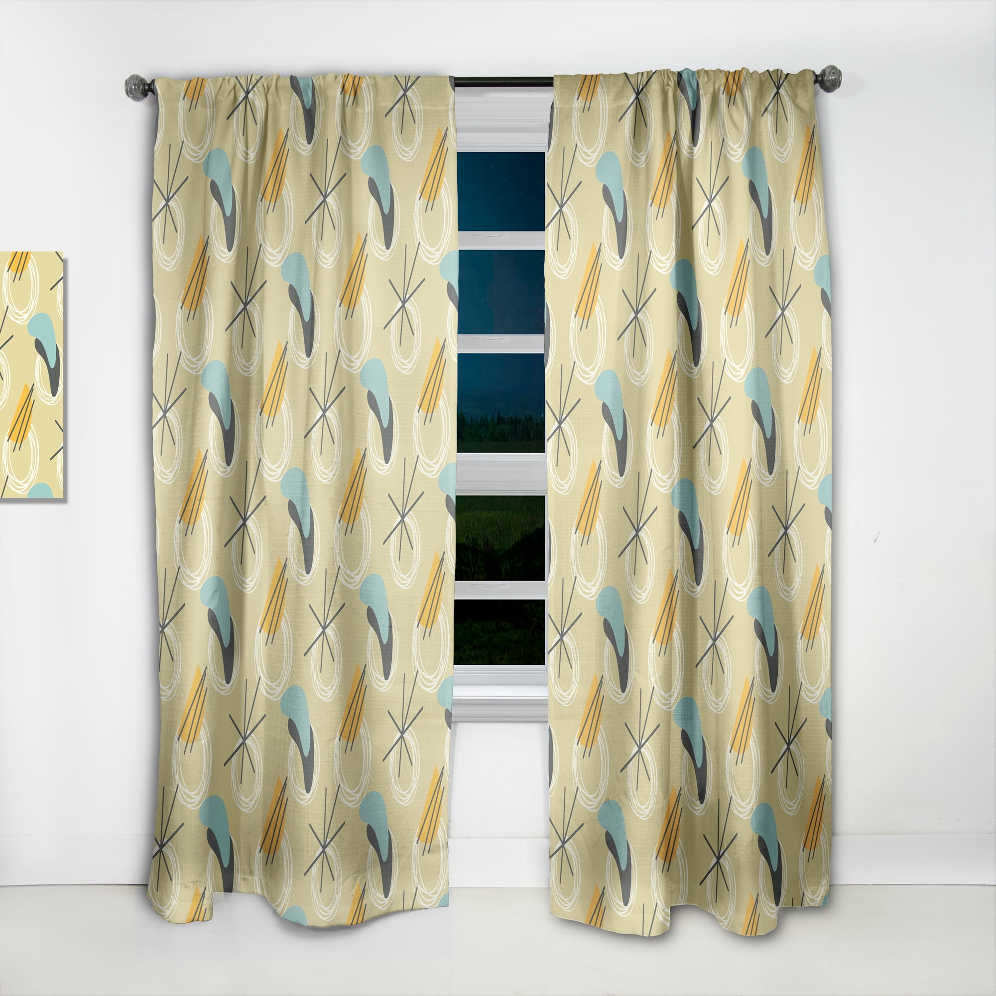 Designart 'Abstract Retro Design VI' Mid-Century Modern Curtain Panel