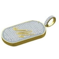 thumbnail image 2 of Mens 14K Gold Finish Baguette/Round Cut Simulated Diamond Initial Letters Alphabet " M " Pendent Charm 2'', 2 of 5