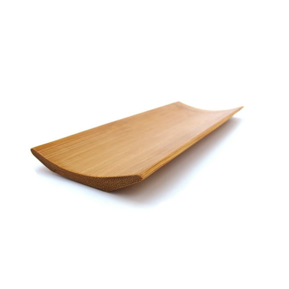 BambooMN Small Bamboo Wooden Carbonized Brown Sushi Serving Tray Plate - 7" x 2.8" - 10 Pieces