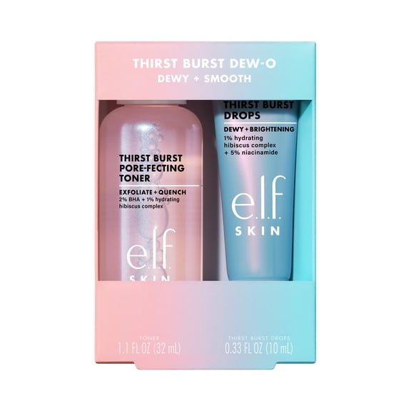 e.l.f. SKIN Thirst Burst Dew-O, Pore-fecting Toner & Thirst Burst Drops Mini Set , 2pc
