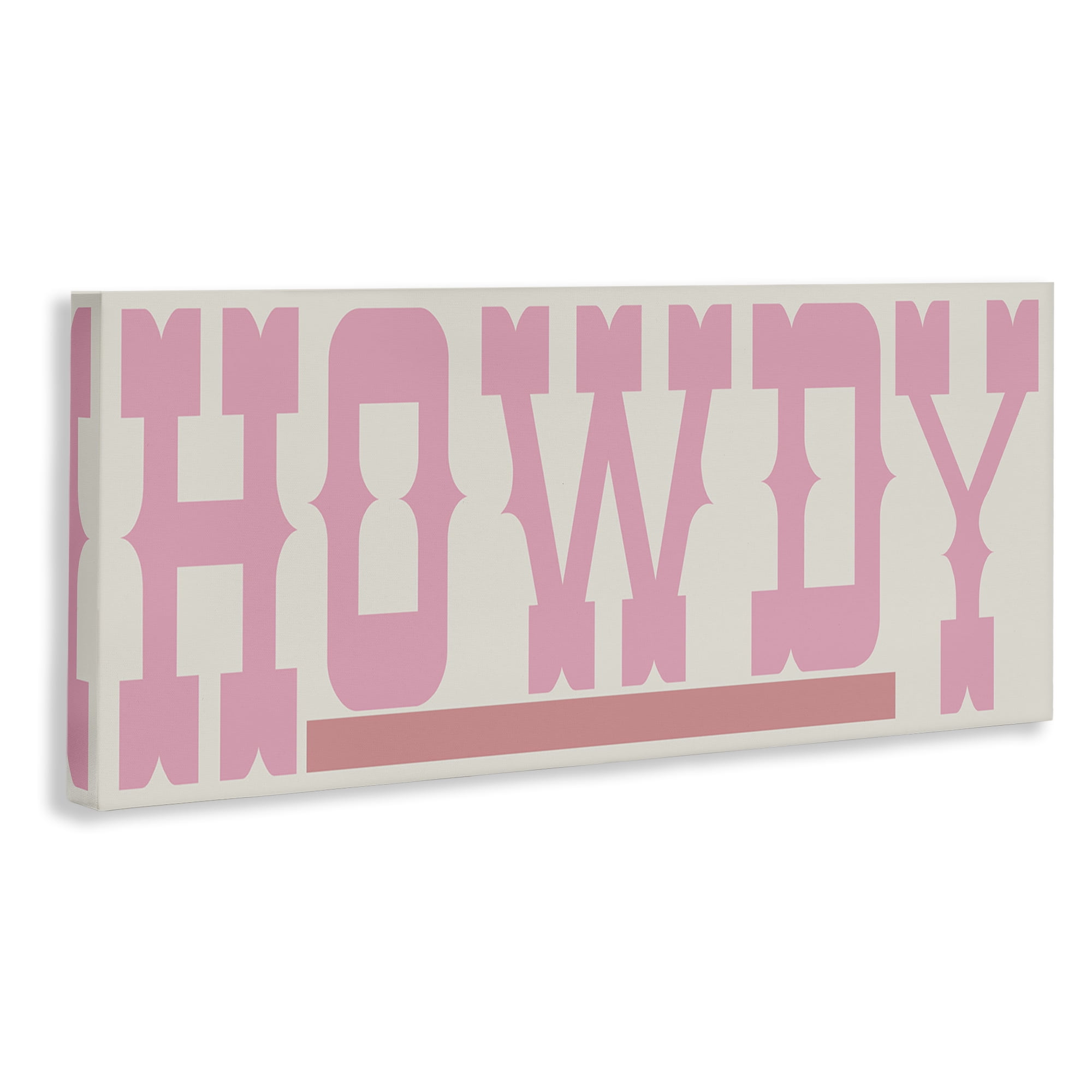 Stupell Industries Howdy Pink Text Typography Painting Gallery Wrapped Canvas Art Print Wall Art, 48 x 20