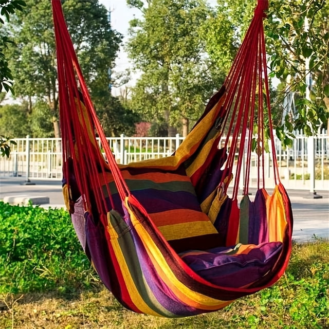 Xihbxyly Silla Colgante de Exterior, Cómoda Mecedora de Lona, Respaldo con Cojines, Fácil Instalación, Uso Interior y Exterior, Ideal para Relajarse En Cualquier Lugar, Tamaño 100 X 130 Cm