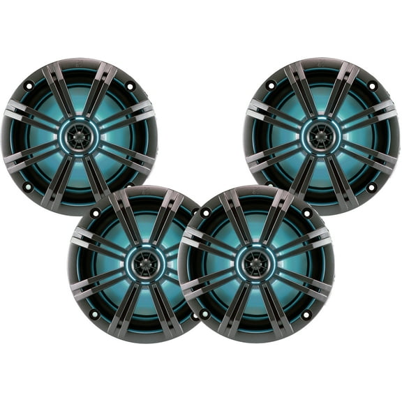 Kicker LED Charcoal OEM Replacement Marine 8" 4O Coaxial speaker Bundle - 4 Speakers