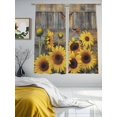 thumbnail image 4 of Sunflower Semi Sheer Curtains 63 Inch Length 2 Panels Set,Spring Yellow Floral Rustic Butterfly Wood Grain Sheer Kitchen Curtain Privacy Voile Window Curtain for Living Room Bedroom Rod Pocket Drapes, 4 of 7