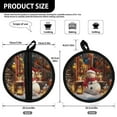 thumbnail image 7 of ZIATUBLES Pot Holders Pack of 2 for Kitchen Heat Resistant Trivet Multipurpose Hot Pads with Hand Pockets for Cooking Baking Barbecue 8 Inch Round Decor Present for Cooking Lovers, Snowman Christmas, 7 of 7