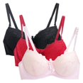 thumbnail image 3 of Sakmal Bras Women Lace Seamless No Underwire Bralette Stretch 3-Pack Pink Bras for Women S, 3 of 4
