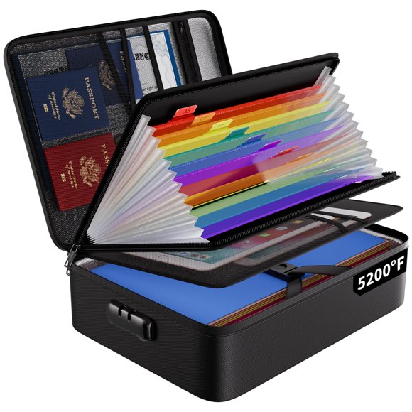Bolsa organizadora de archivos ignífuga ENGPOW con 13 bolsillos