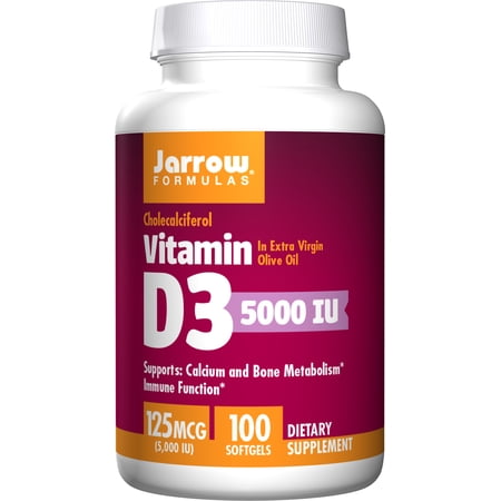 Jarrow Formulas Vitamin D3 Softgels, 5000IU, 100Ct