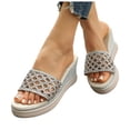 thumbnail image 1 of Women's Open Toe Mesh Platform Mules Slip On Breathable Beach Sandals Non Slip Walking Wedge Slides Shoes Silver Size 8.5, 1 of 8