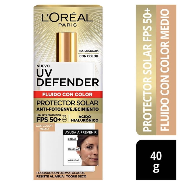 Protector Solar Diario FPS50+ L'Oréal Paris UV Defender Fluido Tono Medio 40 g