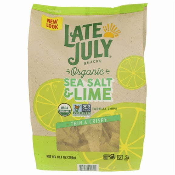 Late July Organic Sea Salt & Lime Thin & Crispy Tortilla Chips 10.1 oz - Pack of 2