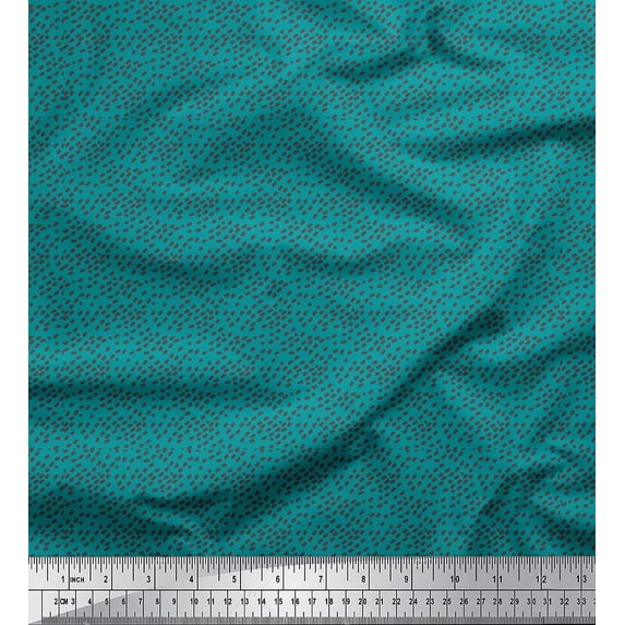 Soimoi Green Moss Georgette Fabric Brush Stroke & Dots Abstract Printed Craft Fabric by the Yard 42 Inch Wide