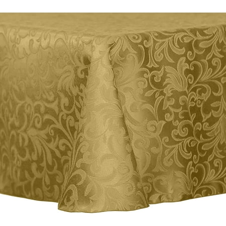 

Ultimate Textile Vintage Damask Somerset 70 x 104-Inch Oval Tablecloth Gold