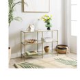 thumbnail image 4 of VASAGLE 39.4''Console Sofa Table with 3 Shelves, Entryway Table with Tempered Glass Shelf, Gold Color，Metal Frame, 4 of 5