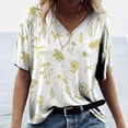 thumbnail image 2 of Tops a la moda para mujer, camisetas holgadas informales con estampado divertido, blusa con cuello en V estampado Fridja  bn5399, 2 of 5