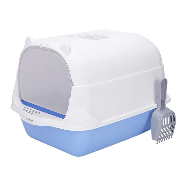 Caja de Arena para Gatos con Tapa, Inodoro para Gatos Cerrado Y Cubierto con Puerta Delantera, Duradero, Extraíble para Gatos de Interior, Caja de Are Azul y