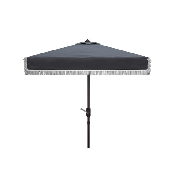 Safavieh Milan Fringe 7.5' Market Crank Square Umbrella, Navy/White