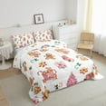 thumbnail image 3 of Feelyou Cute Gingerbread Man Queen Comforter Set, Cartoon Xmas Tree Bedding Sets, Pink Christmas Flower Reversible Bedding Comforter Set, Super Cozy Room Decor, 3 Pieces, 3 of 8