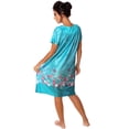 thumbnail image 4 of Women's Floral Printed Short-Sleeve Lounger Nightgown Sleepwear, Large Steel Blue, 4 of 5