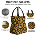thumbnail image 3 of Black Sunflower Drawstring Lunch Bag Women - Drawstring Lunch Bag Insulated for Work Office - Stain-Resistant Large Lunchbags for Women with Multi-Pockets, 3 of 6