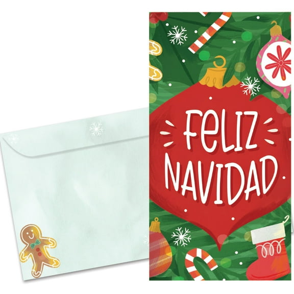 Tree-Free Greetings Christmas Money Holder Greeting Card, 3.7 x 7, Navidad Ornament (ZO70291)