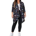 thumbnail image 2 of Agnes Orinda Women's Plus Size Cardigan Flowy Loose Open Front Fall Winter Knit Sweater 1X Navy Blue, 2 of 6