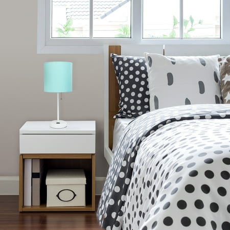 Limelights - Stick Lamp with Charging Outlet and Fabric Shade - White/Aqua