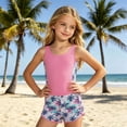 thumbnail image 2 of ZXLBBD Girls Swimsuit Big Kids Summer Tropical Print Sleeveless Tankini Top and Shorts Stretch Fit 2 Piece Swimsuit Casual Beach Pool,Pink,12 Y-13 Y, 2 of 7