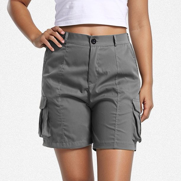 WILLBEST Pantalones Casuales para Mujer, Cómodos Pantalones Cortos Cargo Hasta La Rodilla con Bolsillos y Cintura Elástica para Uso Diario. Grande