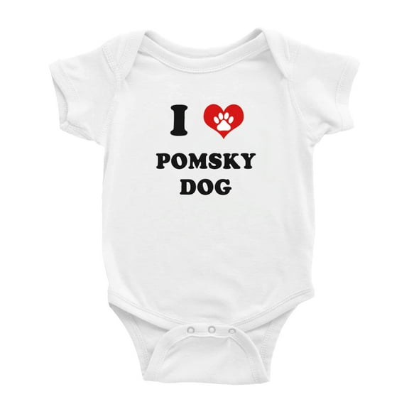 I Heart Pomsky Dog Funny Cute Baby One-pieces (White, 12-18 Months)