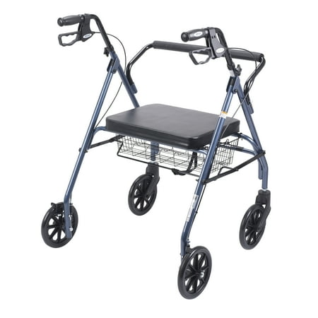 Drive Medical Heavy Duty Bariatric Rollator Rolling Walker with Large Padded Seat, Blue, 500lb.