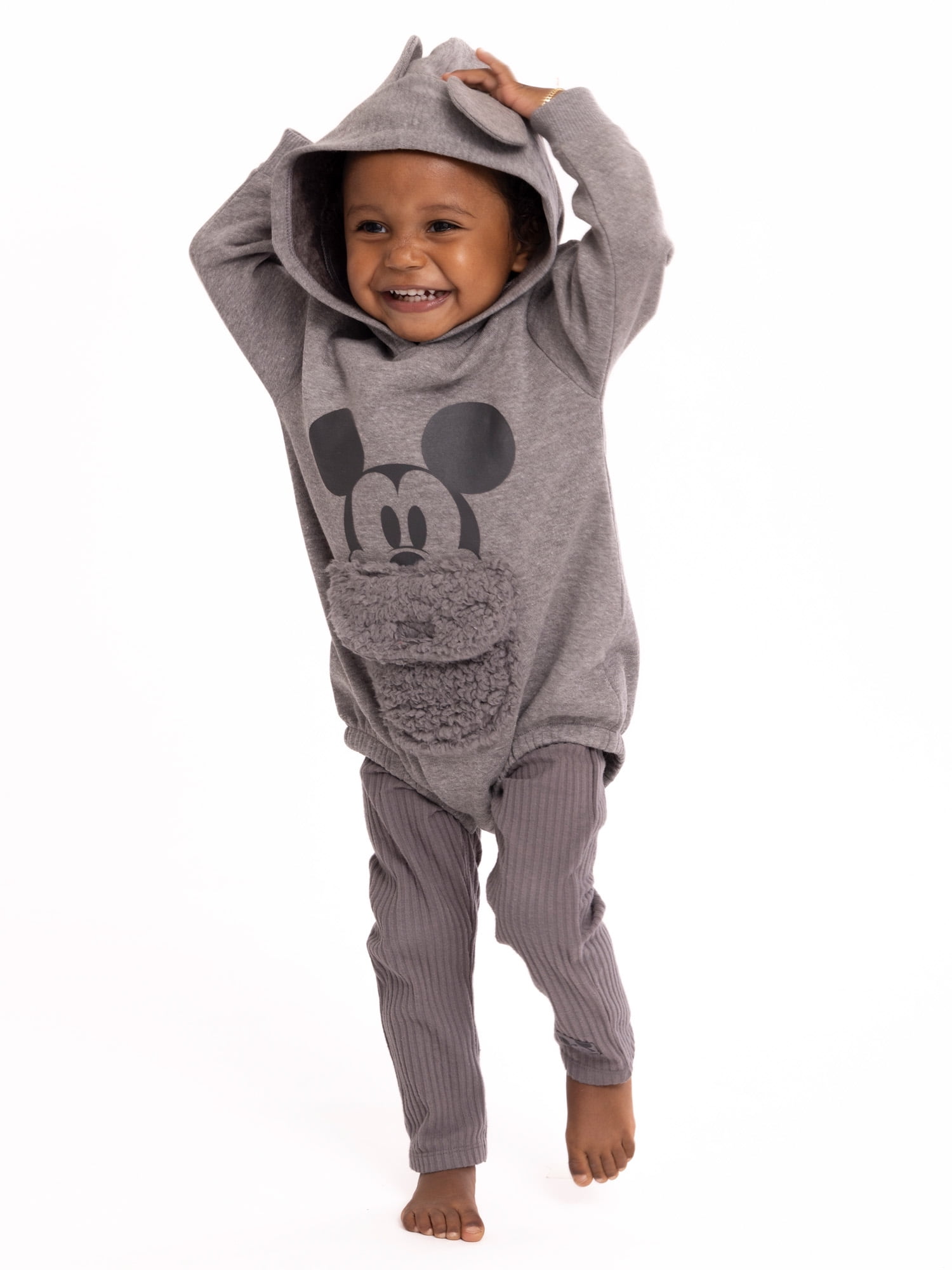 Disney Mickey Mouse Newborn Baby Boys Hooded Bodysuit and Pants, 2-Piece Outfit Set, Sizes 0/3 Months - 24 Months