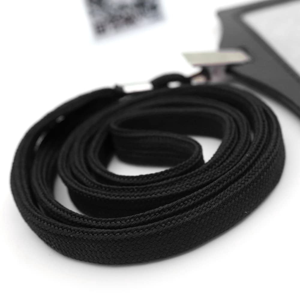 Lanyard 100 Pack Black Badge Lanyards Flat Round 32" With Clip
