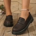 thumbnail image 2 of Kidagic Women's Leather On Loafers Fashion Buckle Detail Comfortable Flat Walking Shoes Non Lightweight Design(Color:Brown,Size:7), 2 of 9