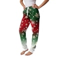 thumbnail image 3 of Women's Christmas Print Pajama Pants, Elastic Waist Tapered Casual Jogger Trousers, Holiday Cozy Soft Winter Sleepwear Bottoms Vermilion L, 3 of 5