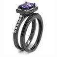 thumbnail image 4 of Luxe Jewelry Designs Set of 2 Women's Stainless Steel Wedding Rings with Tanzanite CZ Stone - Size 9, 4 of 4