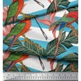 thumbnail image 3 of Soimoi Rayon Fabric Tropical Leaves,Stripe & Parrot Bird Printed Fabric 1 Yard 42 Inch Wide, 3 of 3