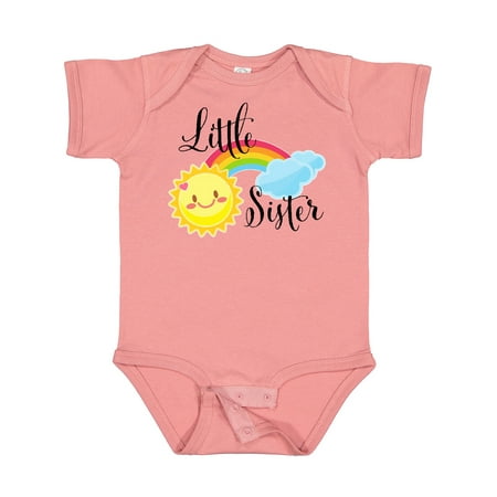 

Inktastic Little Sister- Sun and Rainbow Gift Baby Girl Bodysuit