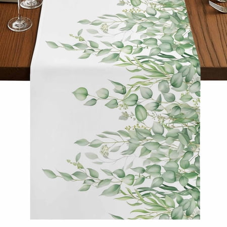 Table Runners 72 Inches Long Dress Scarves Eucalyptus Leaves Farmhouse Kitchen Table Runner Coffee Tablerunners Green Summer Botanical Weeping 14x72 Inch
