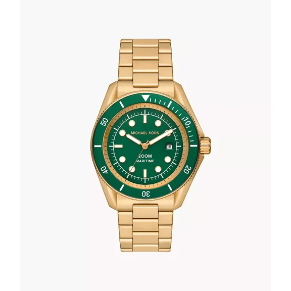 Michael Kors Men's Maritime Three-Hand Date Gold-Tone MK9162 Steel Watch - Gold