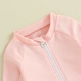 thumbnail image 5 of Bagilaanoe Toddler Baby Girl One-Piece Swimsuit Long Sleeve Zipper Rashguard Swimwear 1T 2T 3T 4T 5T 6T Kids Ruffle Bathing Suit, 5 of 7