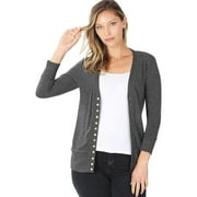 Zenana SNAP Button Sweater Cardigan 3/4 Sleeve