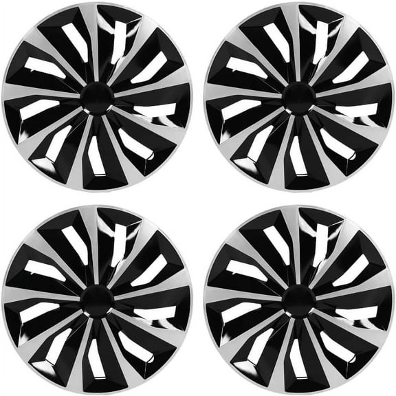 Hubcap Wheel Covers Hub Caps 16 Inch Set of 4 Black & Silver Universal Wheel Rim Cover R16 Stylish Car Decor Wheel Covers for Toyota Camry Nissan Mazda (Black-A1, 16 inch)
