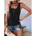 thumbnail image 5 of Womens U Neck Tank Tops Summer Sleeveless Loose Button Casual Henley Shirts, 5 of 8
