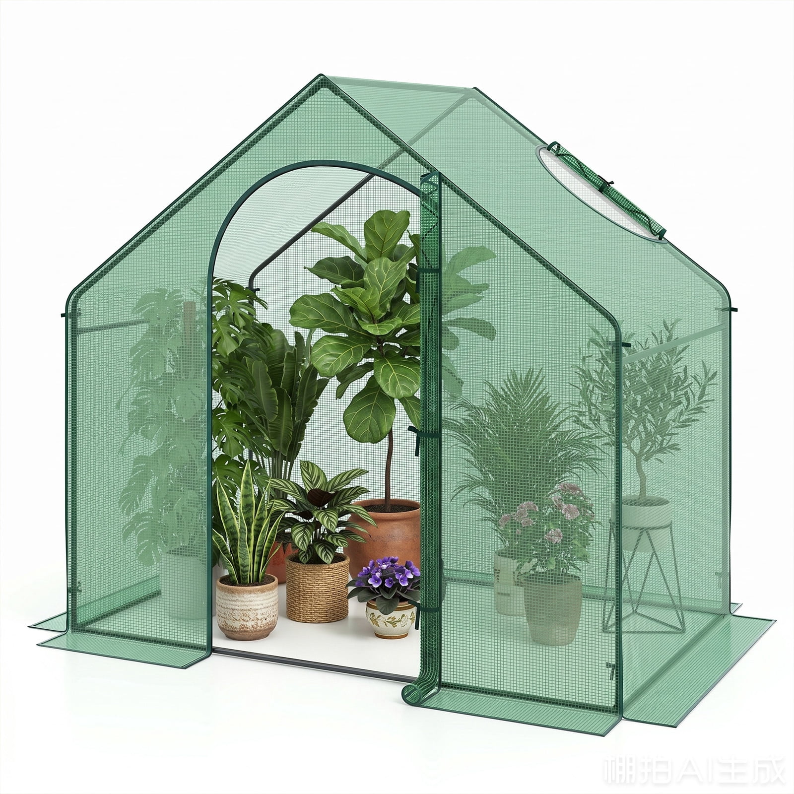 Costway Mini 4 Tier Greenhouse with 8 Shelves - Portable Walk-In