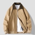 thumbnail image 2 of Mrmaere Turn Down Collar Corduroy Collar Casual Jacket Men Turn Down Collar Zip Up Lightweight Daily Wear Jacket Khaki XXXL, 2 of 9